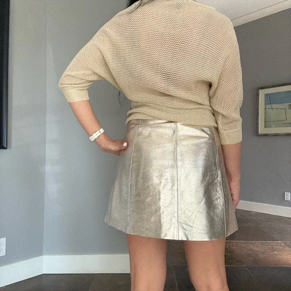 Genuine leather golden Skirt